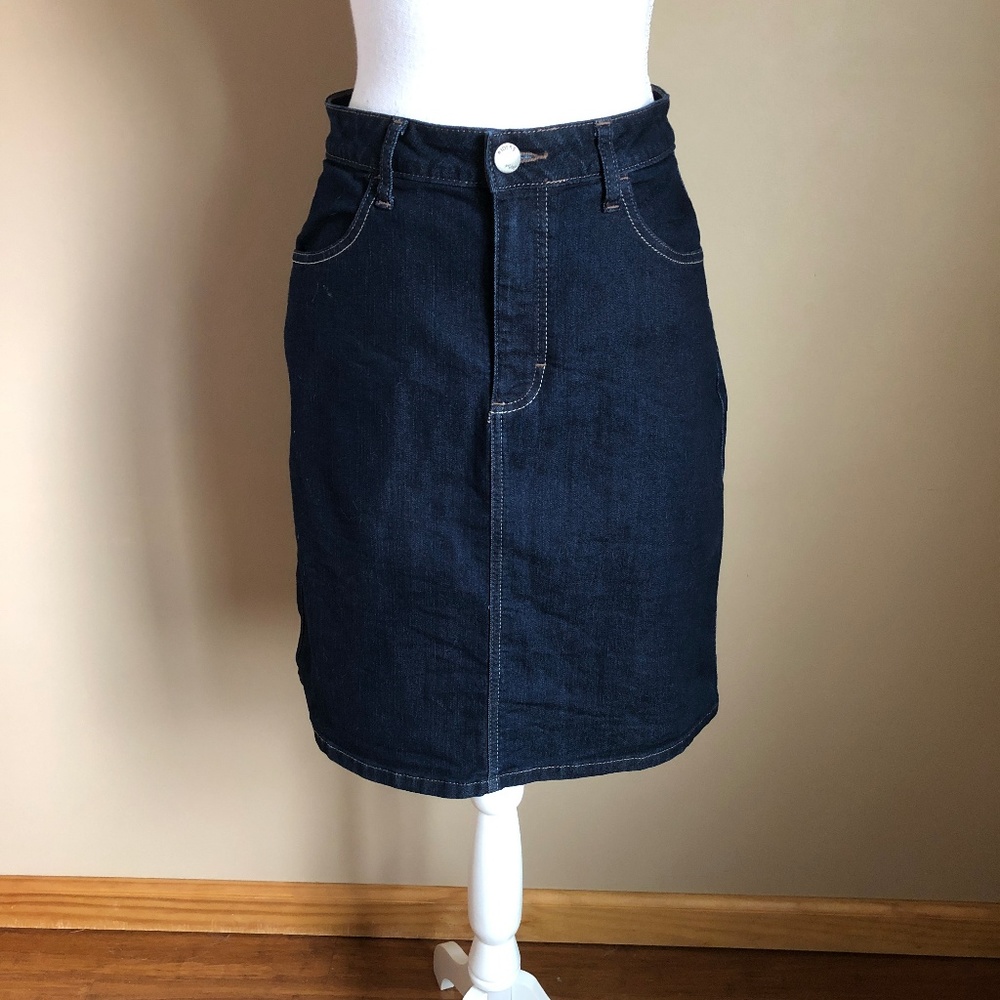 🐾Riders | Dark Denim Skirt w/ Embroidery  8M